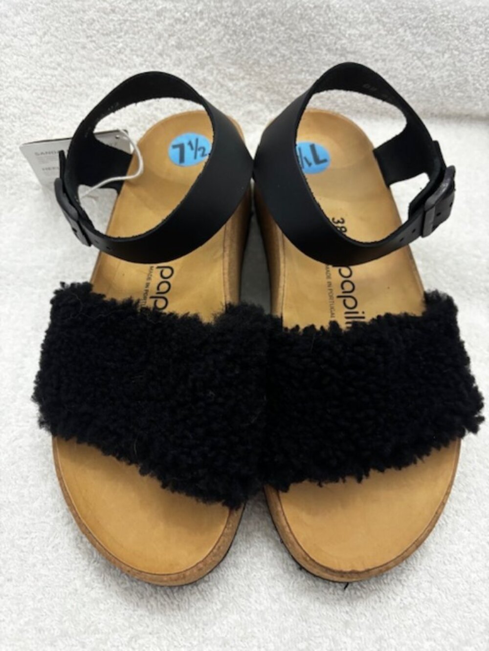 papillio by Birkinstock cork sole heeled sandal with leather strap Size 7-1/2